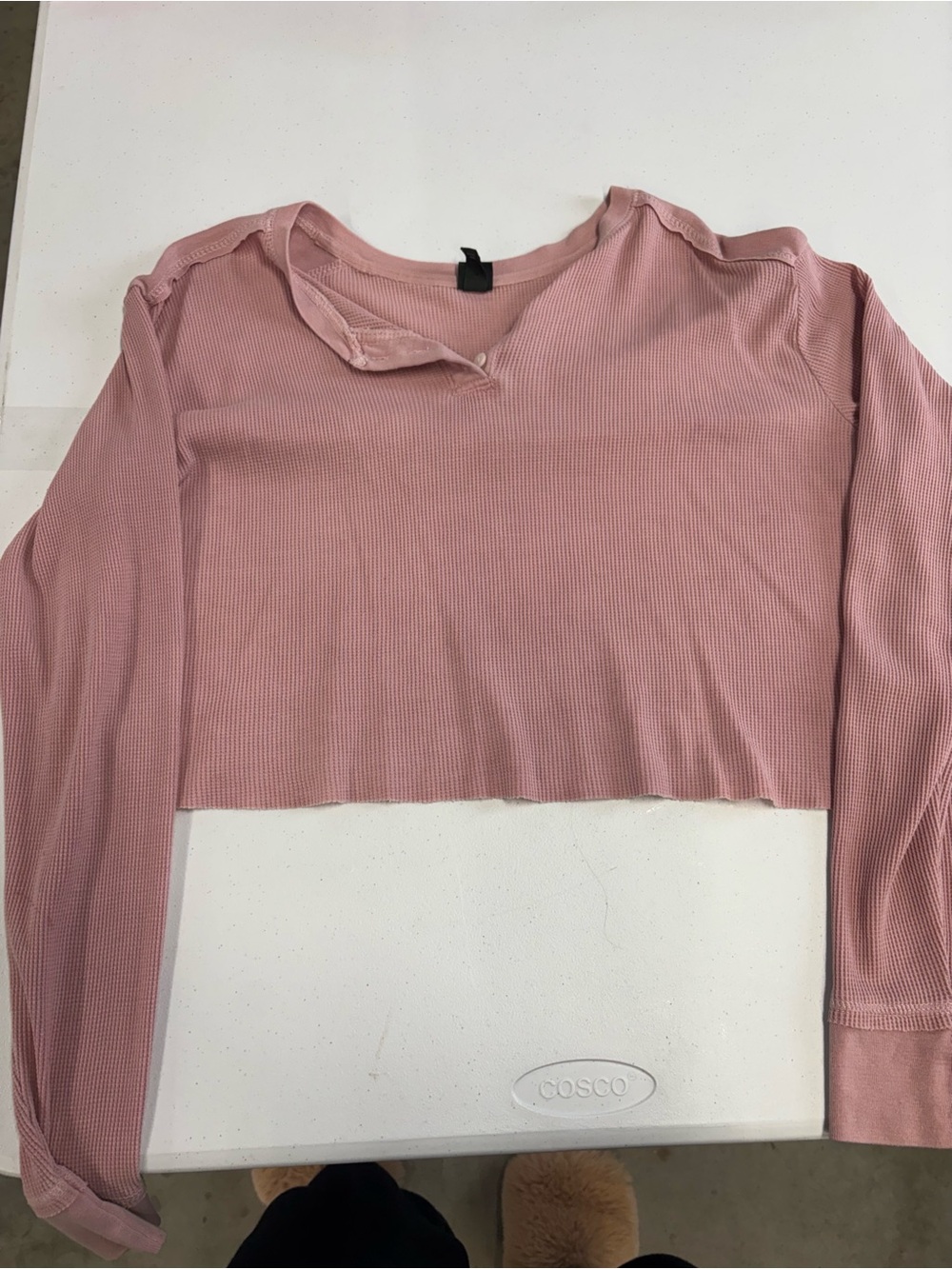 wild fable Ribbed Cropped Long-Sleeve Top - Dusty Rose Pink